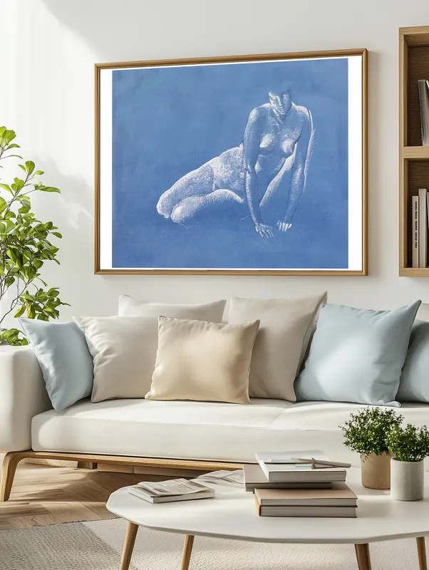Постер «Рисунок Женщины» на стене в офисе