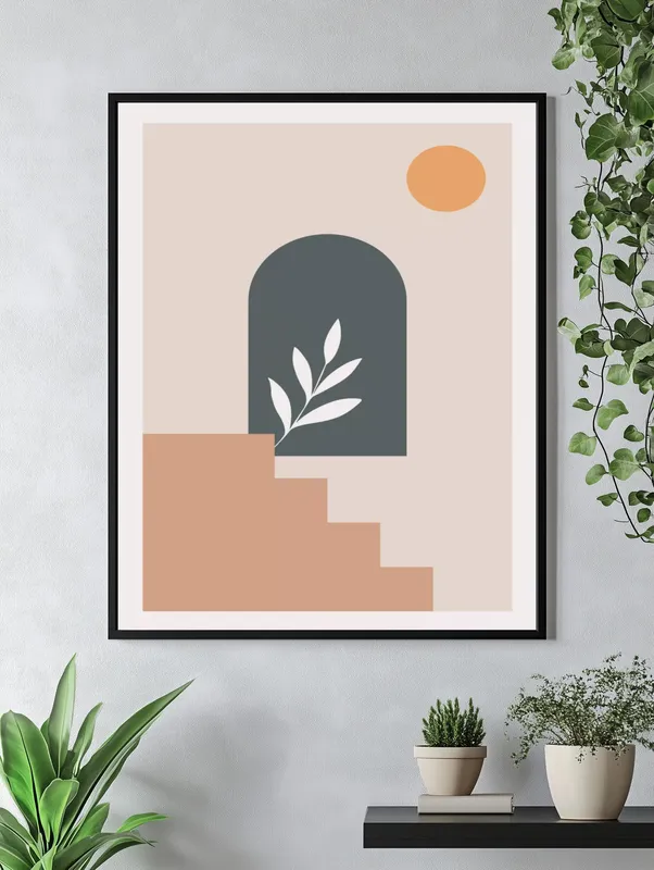 Постер «В мире абстракций» на стене в офисе