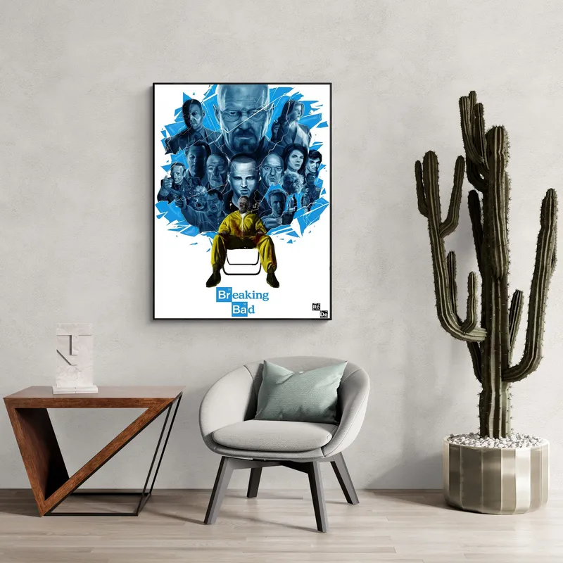 Постер «Во все тяжкие. Раскол» над диваном в гостиной