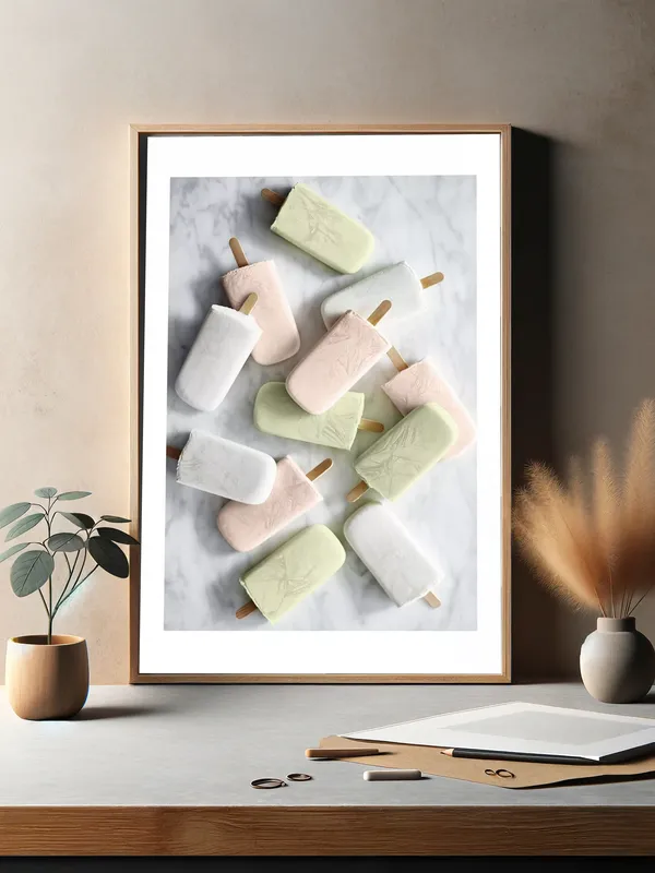 Постер «Фруктовое Мороженое» над диваном в гостиной