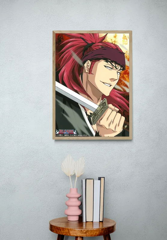 Постер «Блич. Рендзи Абараи» над диваном в гостиной