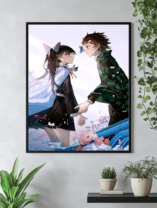 Постер «Клинок, рассекающий демонов. Канао и Танджиро» на стене в офисе
