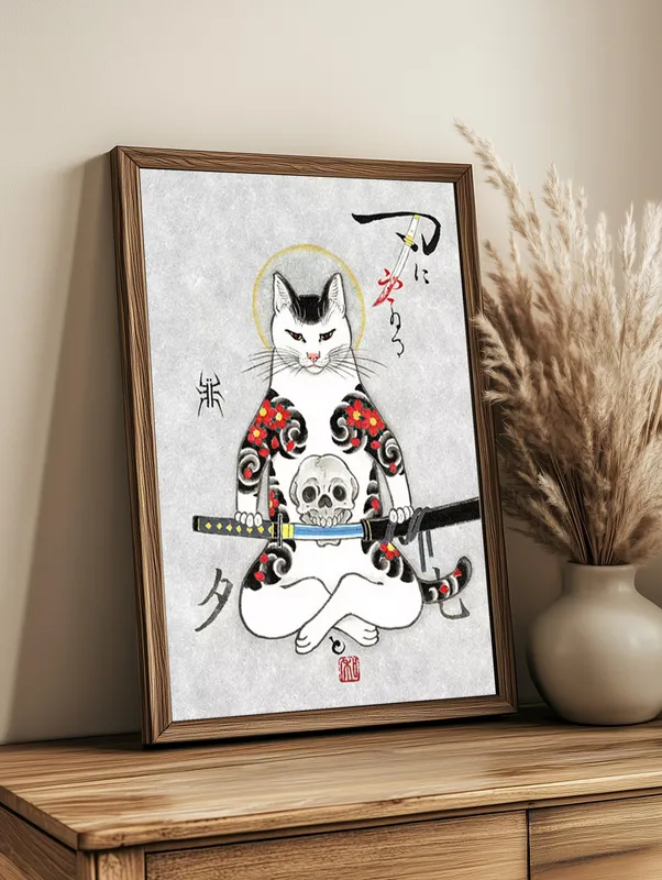 Постер «Кот якудза» на стене в офисе