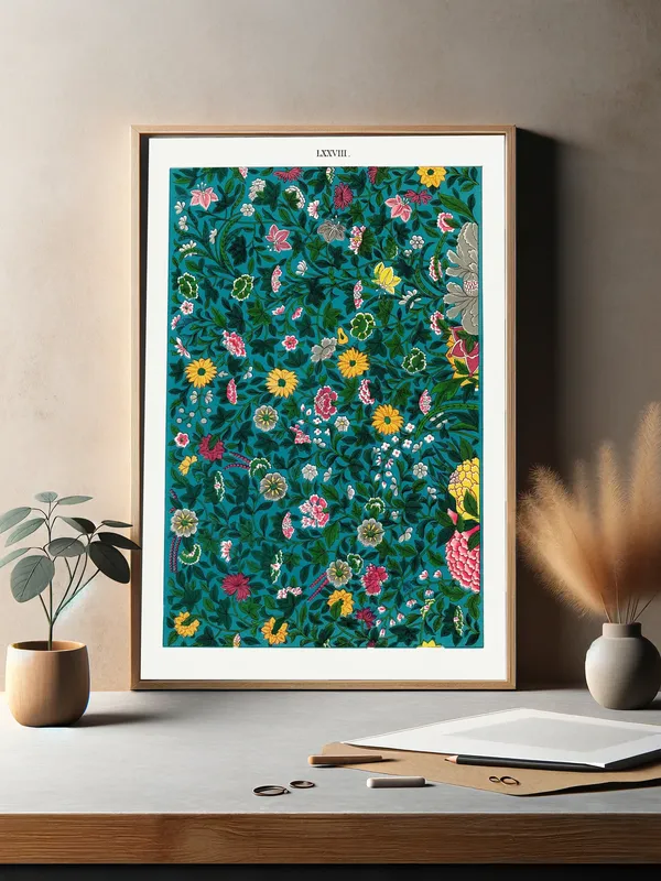 Постер «Китайский Орнамент - Оттенки Зеленого» на стене в офисе