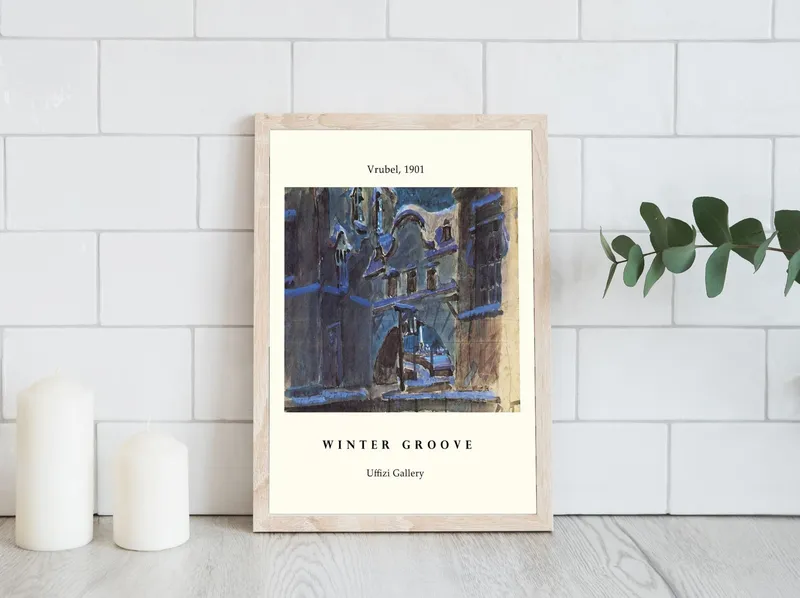 Постер «Михаил Врубель - Зимняя канавка» на стене в офисе