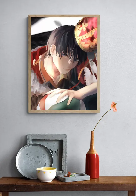 Постер «Аниме Волейбол. Король Тобио» на стене в офисе