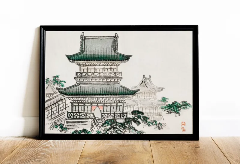 Постер «Храм Сэйганто Дзи» на стене в офисе