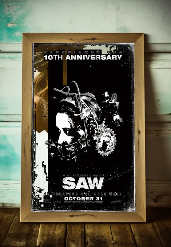 Постер «Постер Пила» над диваном в гостиной