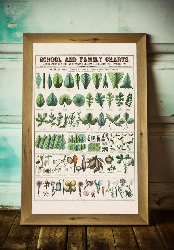 Постер «Формы растений» на стене в офисе