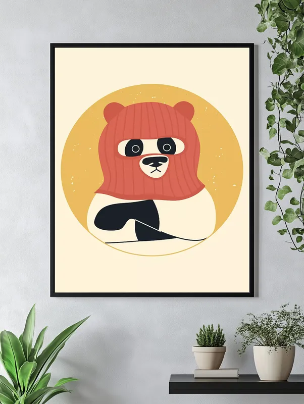 Постер «Забавная панда» на стене в офисе