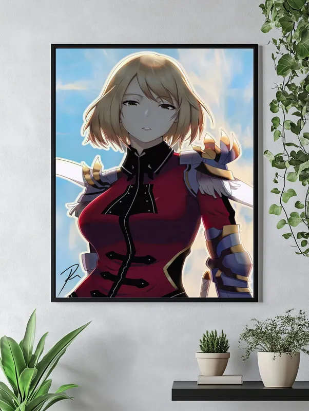 Постер «Поднятие уровня в одиночку. Ча Хаэ Ин» над диваном в гостиной