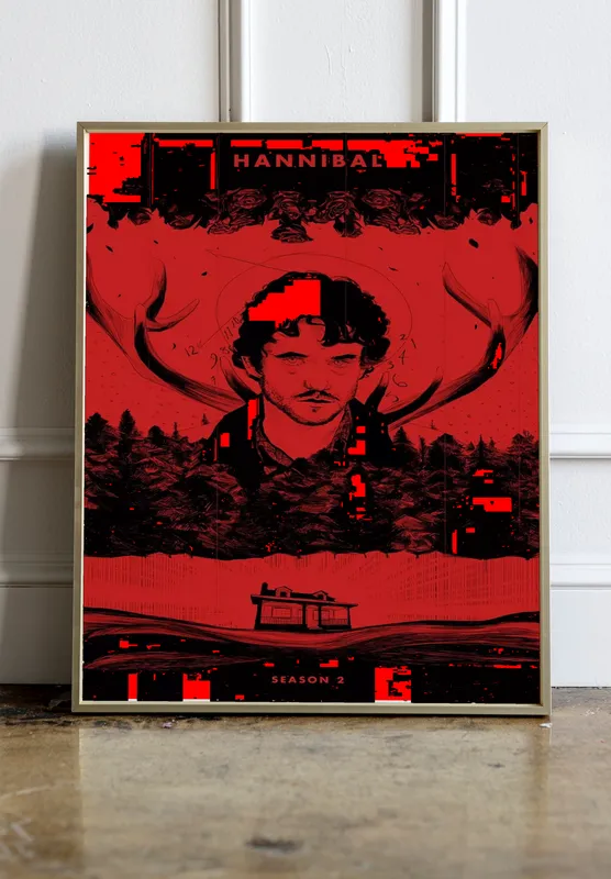 Постер «Ганнибал. Уилл Грэм» над диваном в гостиной