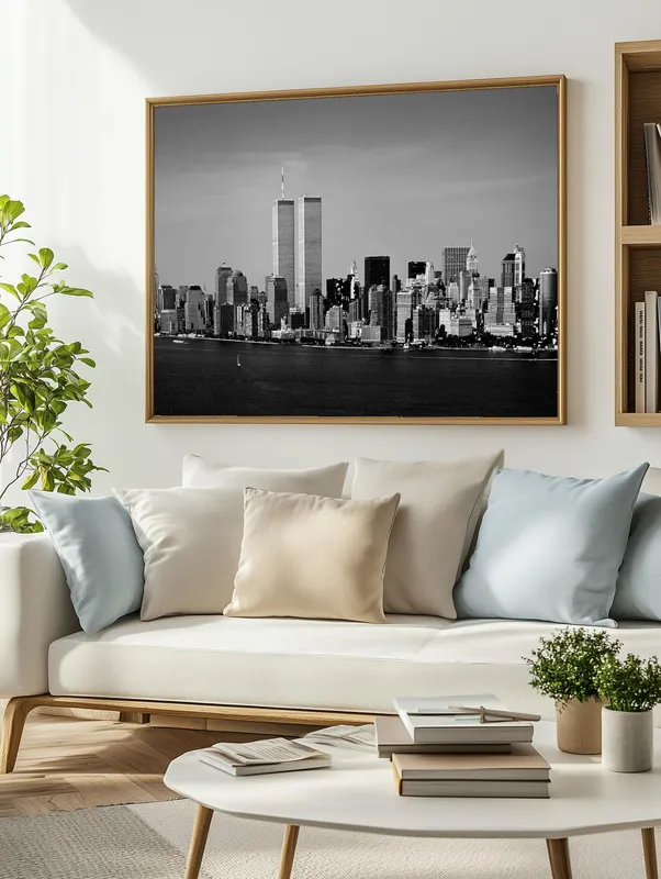 Постер «Вид на Нью-Йорк» на стене в офисе