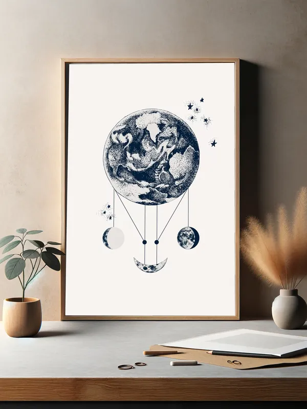Постер «Четыре Фазы Луны» на стене в офисе