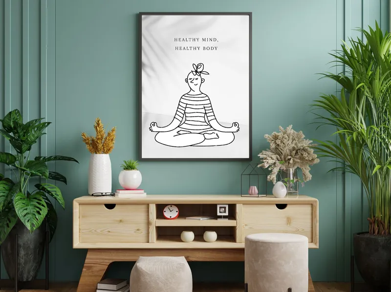 Постер «Медитация» на стене в офисе