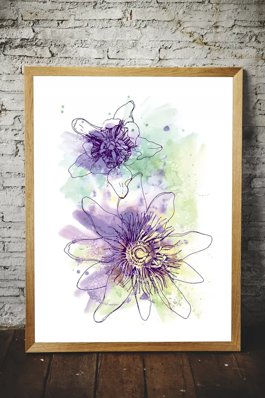 Постер «Яркие грезы» над диваном в гостиной