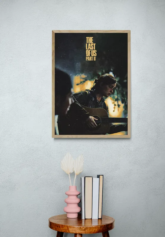 Постер «Одни из нас. Игра на гитаре» на стене в офисе