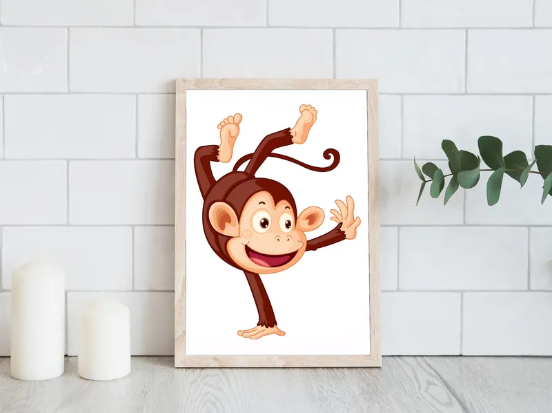 Постер «Обезьянка» на стене в офисе