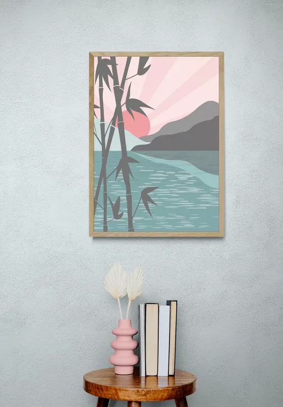 Постер «Закат в Тропиках» на стене в офисе