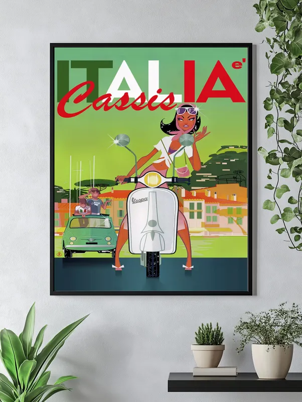 Постер «Романтичная Италия» над диваном в гостиной