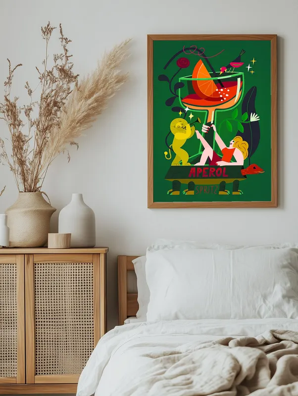 Постер «Апероль Шприц» на стене в офисе