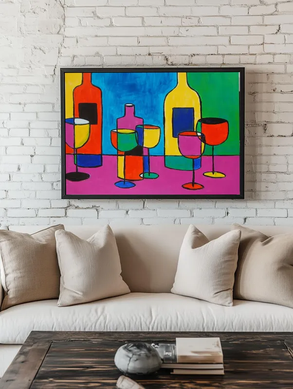 Постер «Винный натюрморт» на стене в офисе