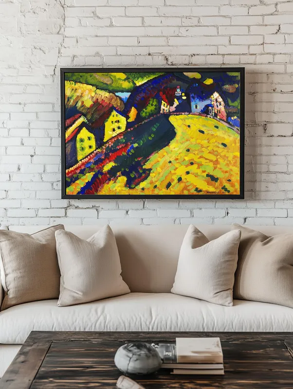 Постер «Дома в Мурнау» над диваном в гостиной