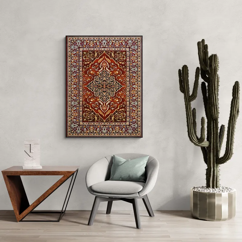 Постер «Персидский старинный ковер» над диваном в гостиной