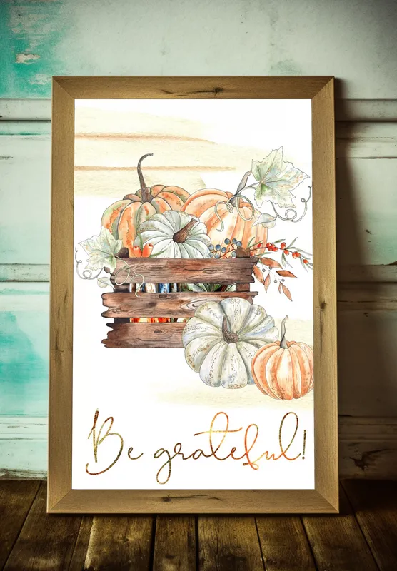 Постер «Тыквы на День Благодарения» на стене в офисе