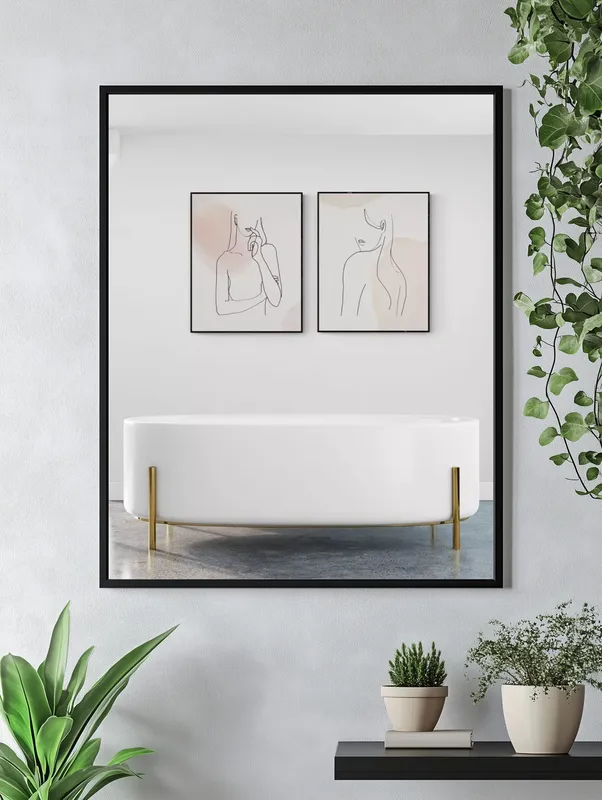 Постер «Набор постеров Нежный силуэт» над диваном в гостиной