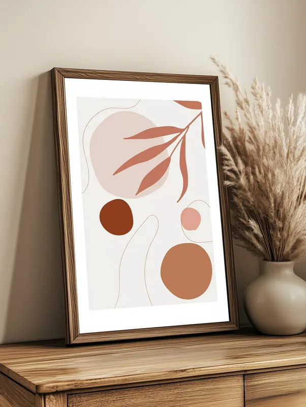 Постер «Бежевые Формы» на стене в офисе