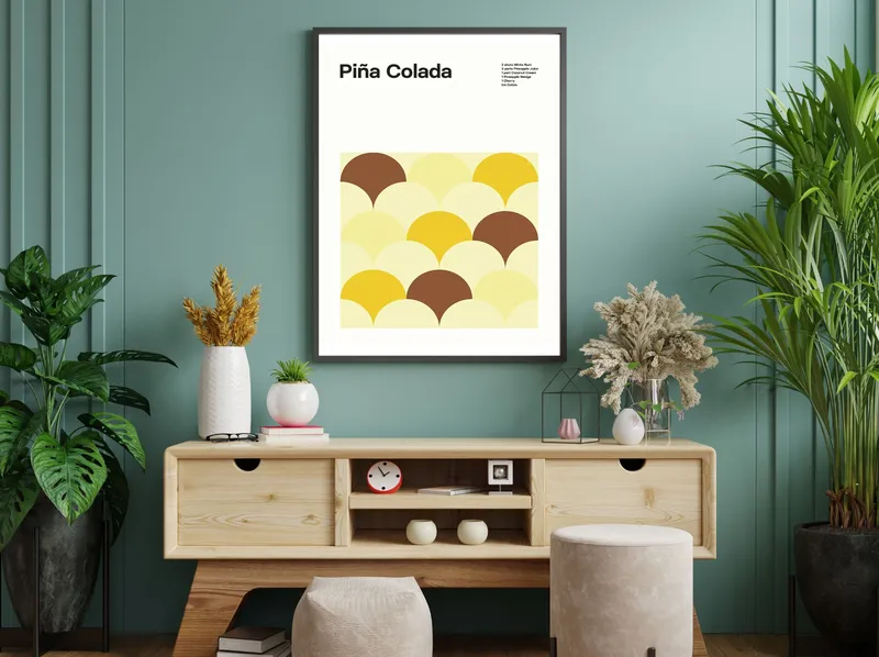 Постер «Коктейли - Пина Колада» на стене в офисе