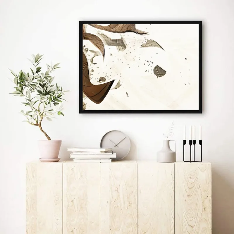 Постер «Абстрактные линии» над диваном в гостиной