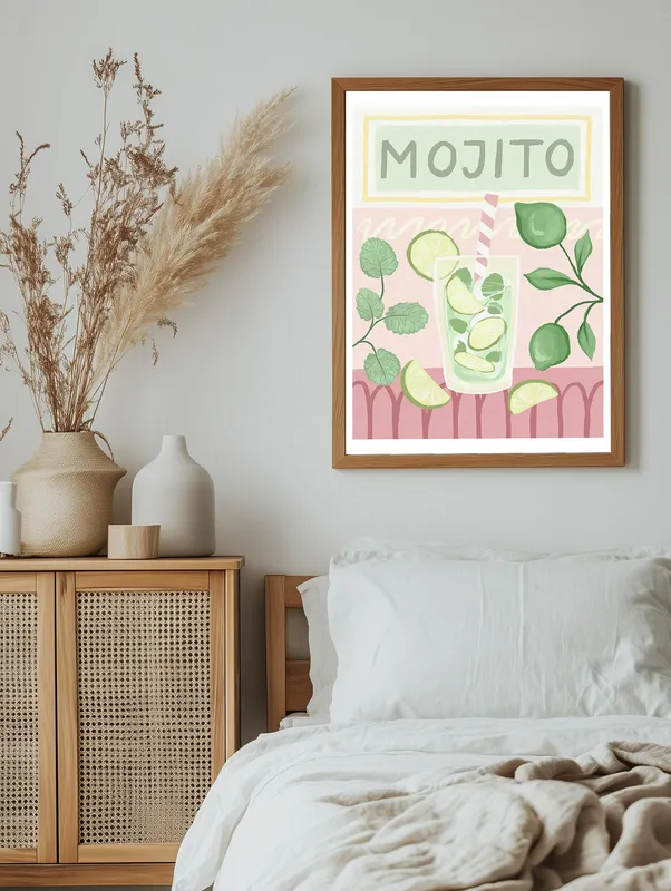 Постер «Летний коктейль - мохито» на стене в офисе