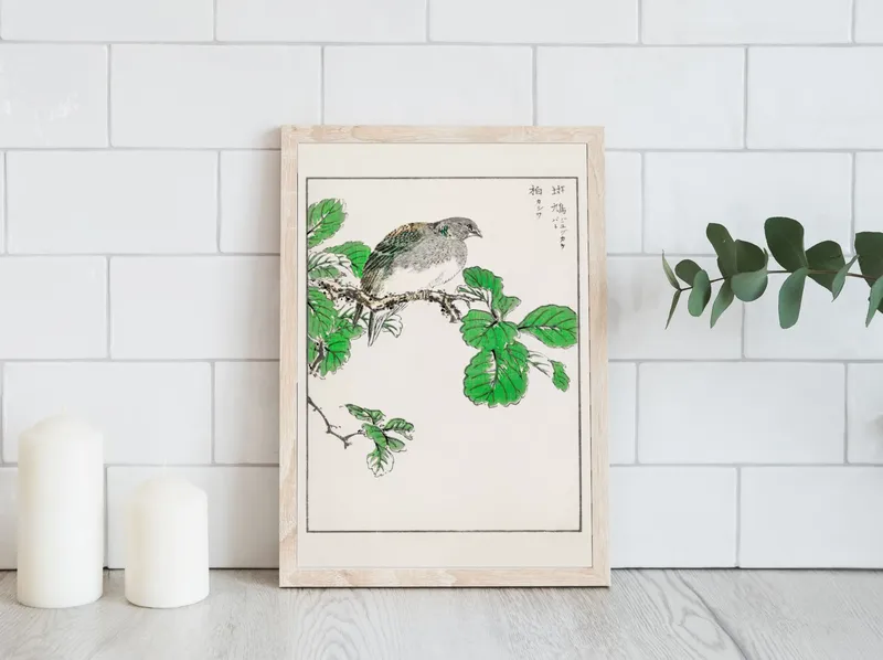 Постер «Нумата Косу - Голубь и Дуб» на стене в офисе