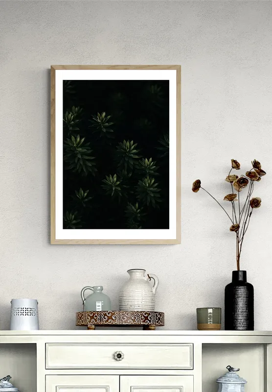 Постер «Дикая природа» над диваном в гостиной