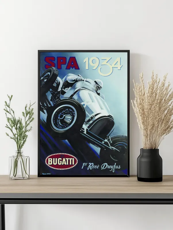 Постер «Bugatti» на стене в офисе