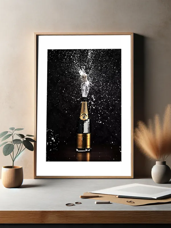 Постер «Брызги Шампанского» над диваном в гостиной