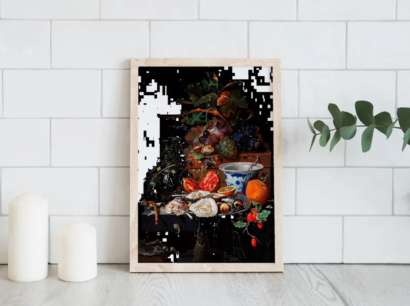 Постер «Фрукты и устрицы» на стене в офисе