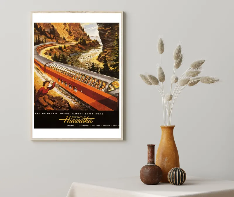 Постер «Поезда - Олимпийская железная дорога Hiawatha» на стене в офисе