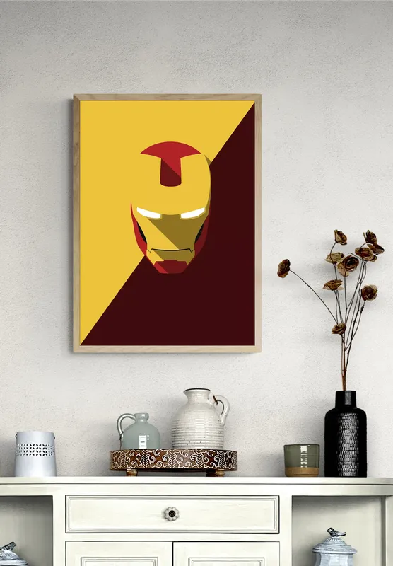 Постер «Железный Человек: - Iron Man-Минимализм» над диваном в гостиной