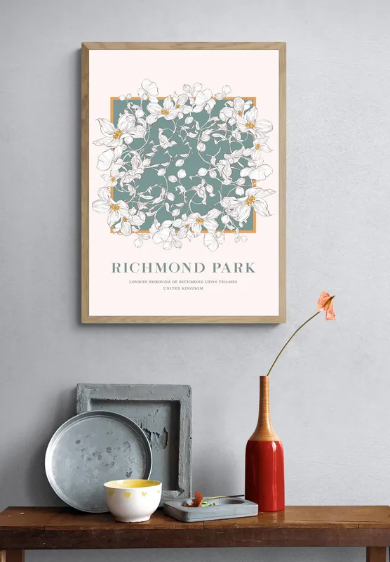 Постер «Цветочные Принты -  Ричмонд-парк» на стене в офисе