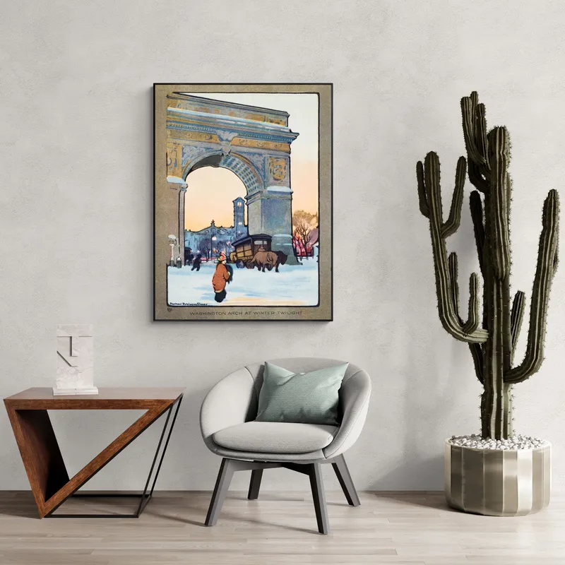 Постер «Арка Вашингтона в Нью-Йорке в Cумерках» на стене в офисе