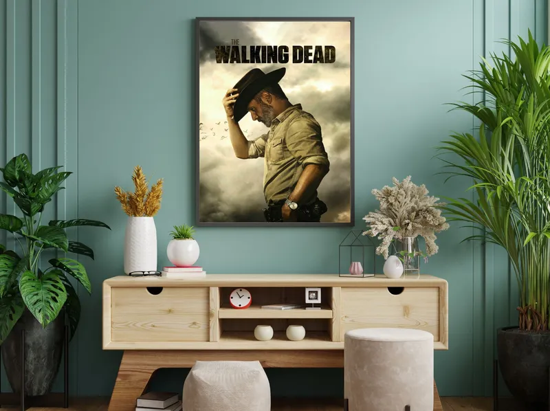 Постер «Рик Граймс - Сильный лидер в постапокалипсисе» на стене в офисе