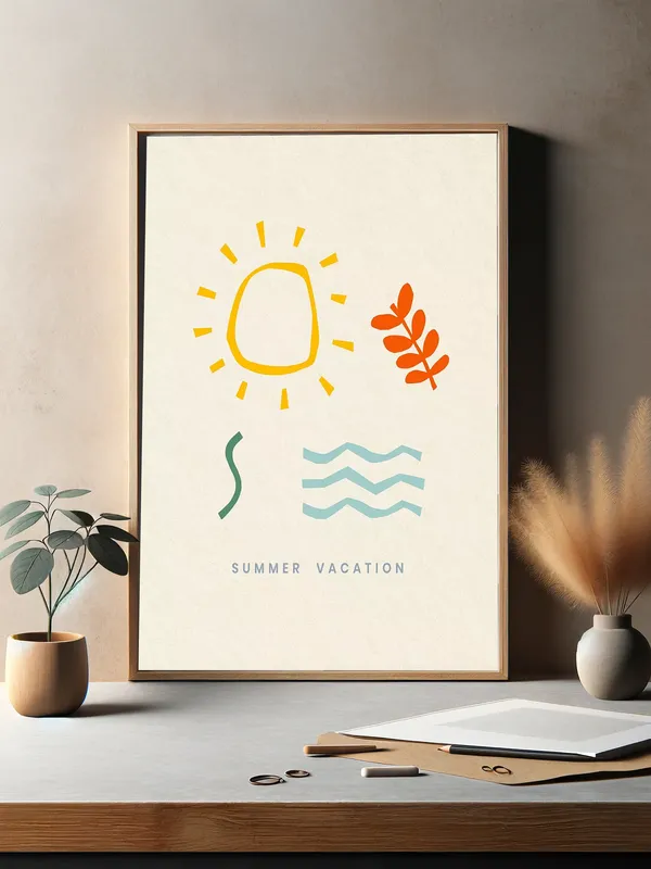 Постер «Лето - Море позитива» на стене в офисе