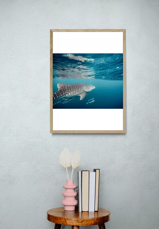 Постер «Большая китовая акула - Австралия» над диваном в гостиной