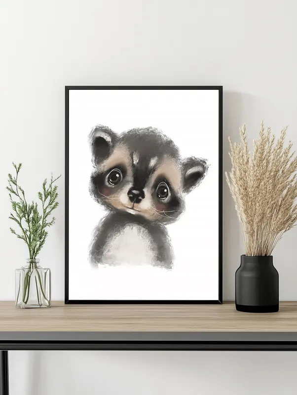 Постер «Постер Енот» на стене в офисе