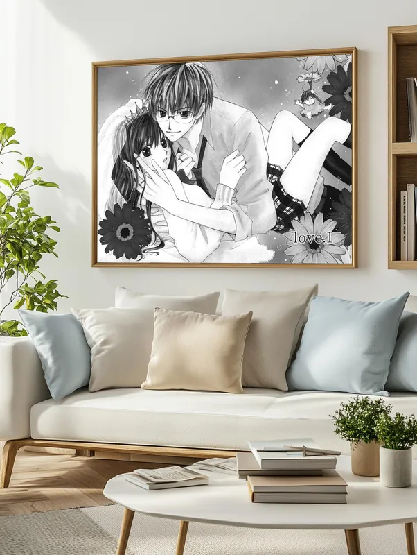 Постер «Опережая поцелуй. Любовная история» на стене в офисе