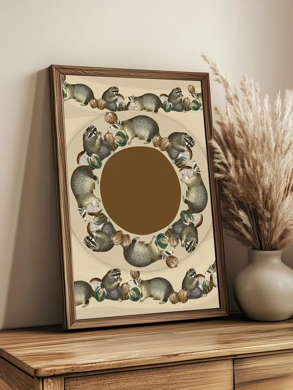 Постер «Джунгли - Еноты» над диваном в гостиной