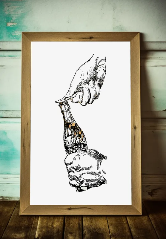 Постер «Бутылка Колы» на стене в офисе